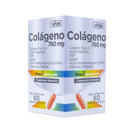 Vitae Laboratorios | Colágeno 760mg frasco con 60 cápsulas de 0.61G c/u