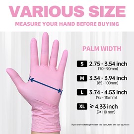 Beastek Nitrile Disposable Gloves, 4 mil Pink Powder-Free Latex-Free Medical Food Grade Cleaning Esthetician Glove, 100 Pcs (X-Small)