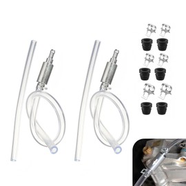 Bawkars 2 PCS Brake Bleeder Hose, One Way Check Valve Tube Bleeding Tool Kit, Brake Hydraulic System Bleeding Tools with 6 Nozzle Cap & Clamp, Universal for Car Motorbike (Silver)