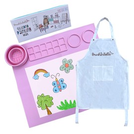 BrushinBella Silicone Craft Mat 15 x 17 inch - Large Silicone Art Mat with Apron - Painting Mat, Resin Mat, Clay Mat - Dishwasher-Safe, Heat Resistant Mat - Modern Paint Mat for Craft Lovers, DIYers