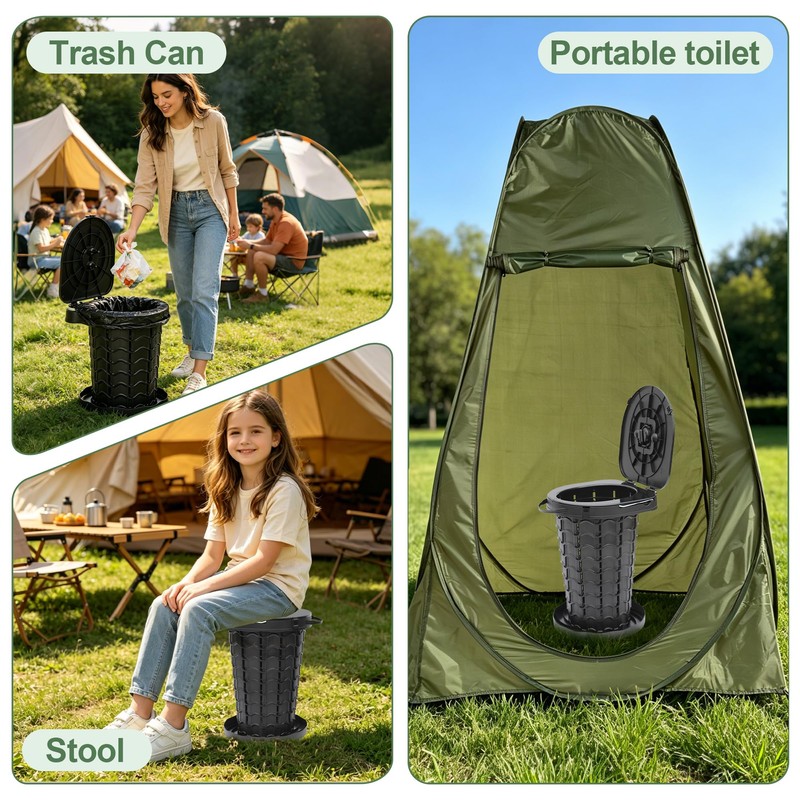Phamouu Portable Toilet for Camping, Capacity 440LBS Adjustable Height Foldable