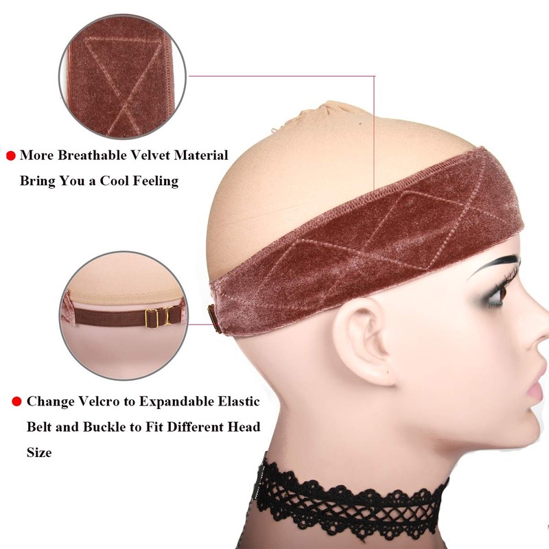 TOBBST Wig Grip Headbands for Women,2 Pieces Adjustable wig grip