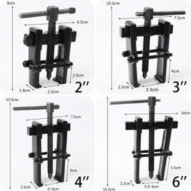 4 pieces ball bearing puller bearing puller 2/3/4/6 inch with 2 jaws puller tool, adjustable bearing puller tool set for wheel removal, rotors, bearings, gears