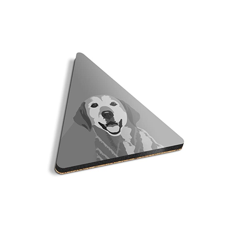 1 x Triangle Coaster - BW - Yellow Labrador Cartoon
