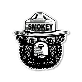 Smokey Bear Black & White Face Shaped Sticker (Forestry US Forest Service Vinyl Decal Fire Prevention (3 inch)