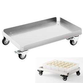 DaisyInner 26" x 18" x 6" Bun Dough Pan Flat Dolly Aluminum Dough Box Dolly Cart for Stacking Pizza Box, Moving Dollies, Swivel Casters