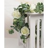 Famibay Artificial Eucalyptus Garland with Roses 1Pc 5.9Ft Greenery Garland