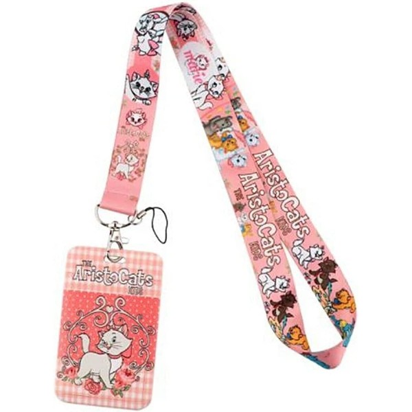 Marie Kitten Cartoon Cat Character Pink Lanyard with ID Holder