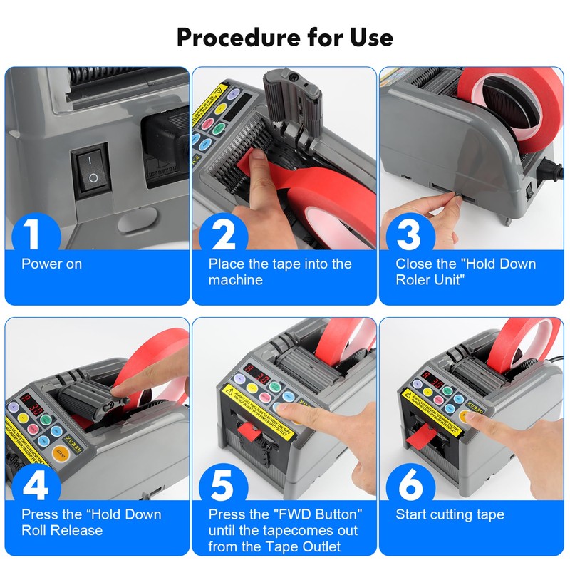 Ribbon Cutting Machine, Semi-Automatic Tape Dispenser, 6-60mm Width, 5-999mm Length,