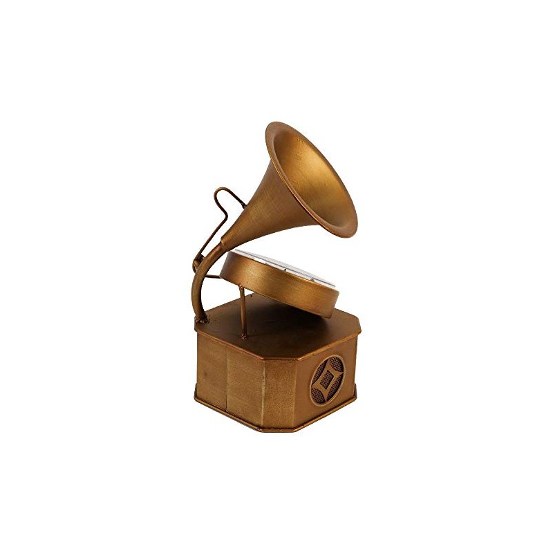 Hometime Metal Mantel Clock - Vintage Style Gramophone