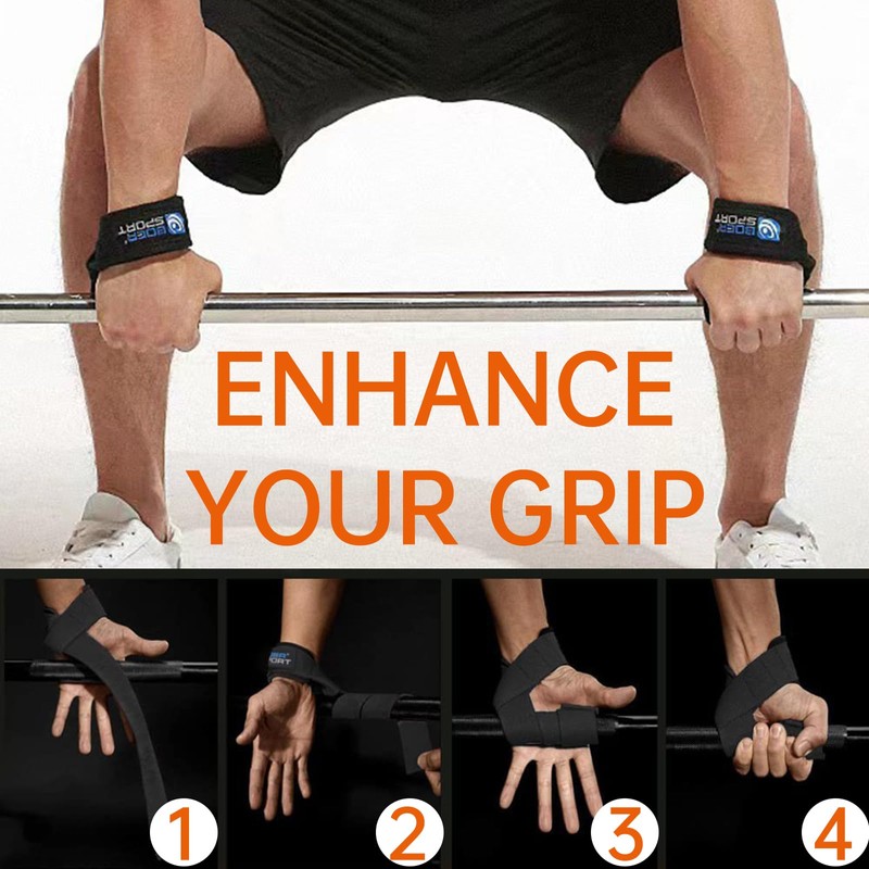 62cm/24.4in Weight Lifting Straps EVA Padded Bodybuilding Strength Training Wrist