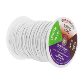 Mandala Crafts 2mm 50 Yards White Soft Drawstring Replacement Rope Upholstery Crochet Macramé Cotton Welt Trim Piping Cord