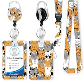 Cordón divertido con soporte para identificación, cordones retráctiles para insignias de identificación para mujeres, clip de mosquetón resistente, soporte vertical para tarjetas de identificación con