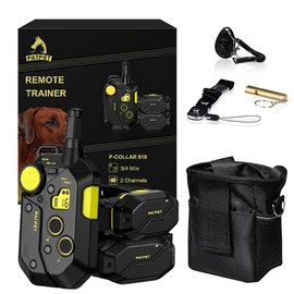 PATPET Dog Training Collar with Remote - 3/4 Mile Range Safe Static E Collar for Large Medium Small Dog 15-150lbs, IPX7 Waterproof Electric Collars (Black Green, 2 receivers)