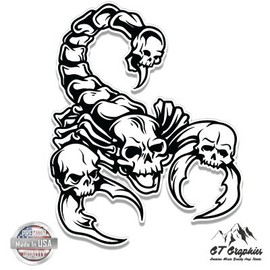 GT Graphics Scorpion Skulls - 5" Vinyl Sticker - for Car Laptop I-Pad - Waterproof Decal