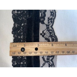 Unbranded 3 yards SOLID BLACK velvet poly satin ribbon layered sewing trim 3.5" wide