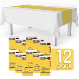 Yellow 12 Pack Premium Disposable Plastic Table Runner 14 x 108 Inch. Table Runner for Dinner Parties & Events by Grandipity