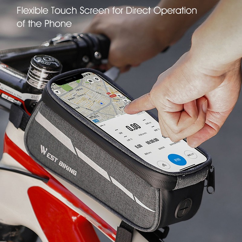 1L Bicycle Bag Reflective Bike Frame Fronttube Bag Touchscreen Mobilephone
