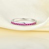 YL Stackable Ring Sterling Silver Created Ruby Eternity Bands for