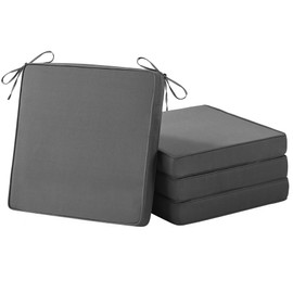 IASEAHK Outdoor Chair Cushions Set of 4, Waterproof Patio Chair Cushions, 18.5"x 16"x 3" Patio Cushion for Outdoor Furniture, Outdoors Seat Cushion for Patios Furniture with Handle and Ties, Dark Grey