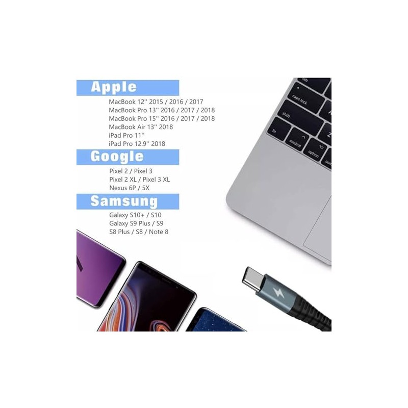 Paquete de 3 cables USB C a USB C, 60