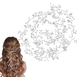 Abc Style Tocado Enredadera Perlas Novia Elegante para Pelo 1 m Velo Fiesta Boda Dama de Honor Novia Mujeres y Niñas de Lujo