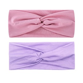 CHENGZI Sports Headband Yoga Headband Elastic Multicoloured Wide Headband Running Swing Absorbent Women Headband (Pink+Purple)