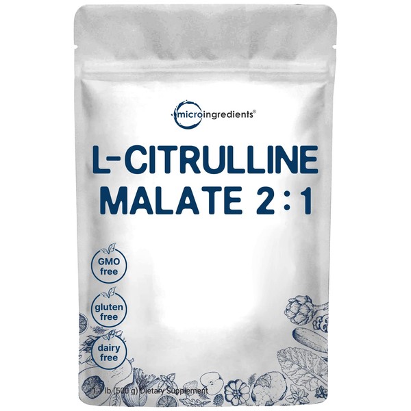 Micro Ingredients Pure L Citrulline Malate 2:1 Powder, 500 Grams,