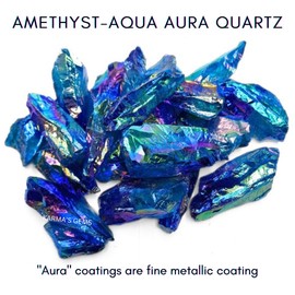 karma gems Crystals, Rocks, Jade, Crystals and Healing Stones, Witchcraft Supplies, Healing Crystals, Stones, Healing Stones, Rock Collection, Agate, Raw Stones (Amethyst-Aqua Aura Quartz, 2 Pcs)