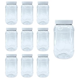 Envase Bote Tarro Contenedor pet plástico 500ml con tapa plana paquete con 10 pza                                                                     