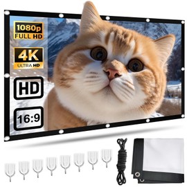 Projection Screen, 100 Inch Screen Projector Screen for Indoor and Outdoor Use, 16:9 HD 4K Double-Sided Projection Portable Film Screen for Home, Office, School and Outdoor