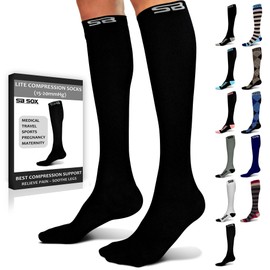 SB SOX Lite Compression Socks for Men & Women (15-20mmHg) – Best Compression Socks for Travel, Sports, and Daily Wear - XXL Sizes too! (Solid Black, XXL)