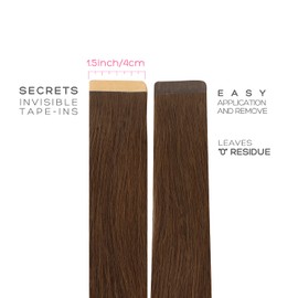 Marat Tape in Hair Extensions, Chocolate Brown 14 inch 50g Tape in Hair Extensions Real Human Hair Natural Straight Human Hair Tape in Hair Extensions