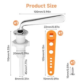 Arvoni Toilet Flush Handle, Alloy Toilet Handle Replacement for WC Tank, 110mm Adjustable Arm for System, Cistern Lever Arm Compatible with Most Toilets