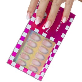 ASONRL 32 PCS Short Almond Ombre Press on Nails- French Tip Gel Nail Fake Nails, 16 Sizes Glue On Nails Kit, Reusable False Nails with Mini Nail File for Women - Ombre Short Almond