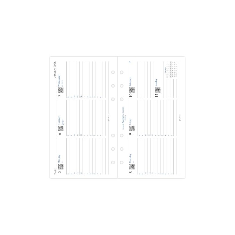 Filofax Personal horizontal week on two pages with appointments English
