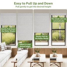 MiLin Blackout Roller Shades for Window Cordless Roller Blinds for Windows Room Darkening Shades with Fabric-Covered Valance and Bottom Rod Jacquard Fabric (Blackout Grey, 33 3/4" W x 72" H)