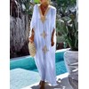 Bsubseach Gold Embroidery Long Kaftan Dresses V Neck Caftan Dress