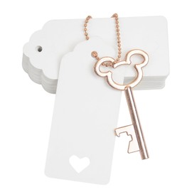 Key Bottle Opener Wedding Guest Gift Decoration: 52 Pieces Skeleton Vintage Party Set Metal Key Ring Birthday Small Kart Retro Pendant Gift Chain Accessories for Guests (Rose Gold)