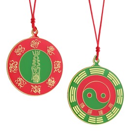 Feng Shui Yin Yang Necklace Pendant, Ancient Chinese Talisman with Bagua Symbol & Eight Immortals Charms for Wealth Fortune, Adjustable Energy Protection Amulet for Neck Car Use or Other Scenes