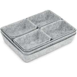 MOPLA Pack of 8 Drawer Organiser Felt, Stackable Felt Storage Box, Dressing Table Organiser for Drawer, Office Drawer Organiser for Desk, Dressing Table, Bedside Table, Cupboard (Light Grey)