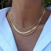 TseanYi Gold Layered Herringbone Chain Necklace Layered Twist Chain Necklace