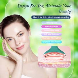 Face Massager Tool, Facial and Neck Massager Beauty 3-in-1 Triple Action Light, Thermal, and Vibration for Skin Care Face Sculpting Tool (Green)