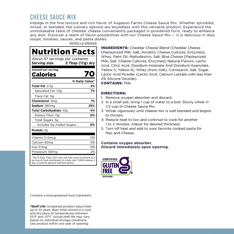 Cheese Sauce Mix Can Emergency Food Supply, 87 Servings, 10