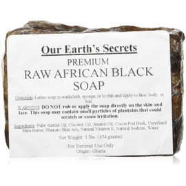 Our Earth's Secrets Raw African Black Soap, 1 lb.