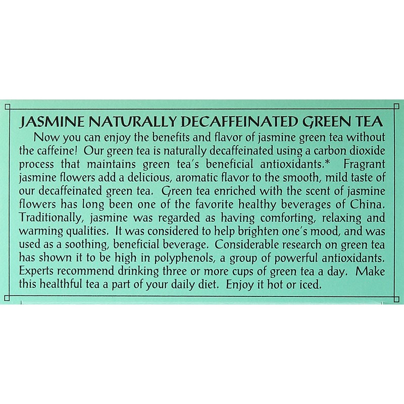Triple Leaf Tea Jasmine Green Tea, Decaffeinated, 20 Count