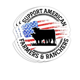 Support American Farmers & Ranchers Local Farmers Farming Gift Decorations - 4x3 Vinyl Stickers, Laptop Decal, Water Bottle Sticker (Set of 3)