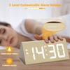 fomobest Wooden Digital Alarm Clock, 0-100% Dimmer, Dual Alarm Settings,