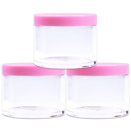 Beauticom® 4 oz. (120g /120ML) (Quantity: 3 Packs) Thick Wall Round Leak Proof Clear Acrylic Jars with PINK Lids for Beauty, Cream, Cosmetics, Salves, Scrubs