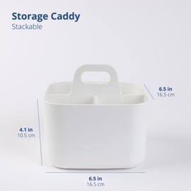 BLUE GINKGO Multipurpose Caddy Organizer - Stackable Plastic Caddy with Handle | Desk, Makeup, Dorm Caddy, Classroom Art Organizers (Made in Korea) - White